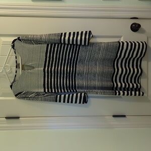 Haani women's stripped blue and white dress with gold accent